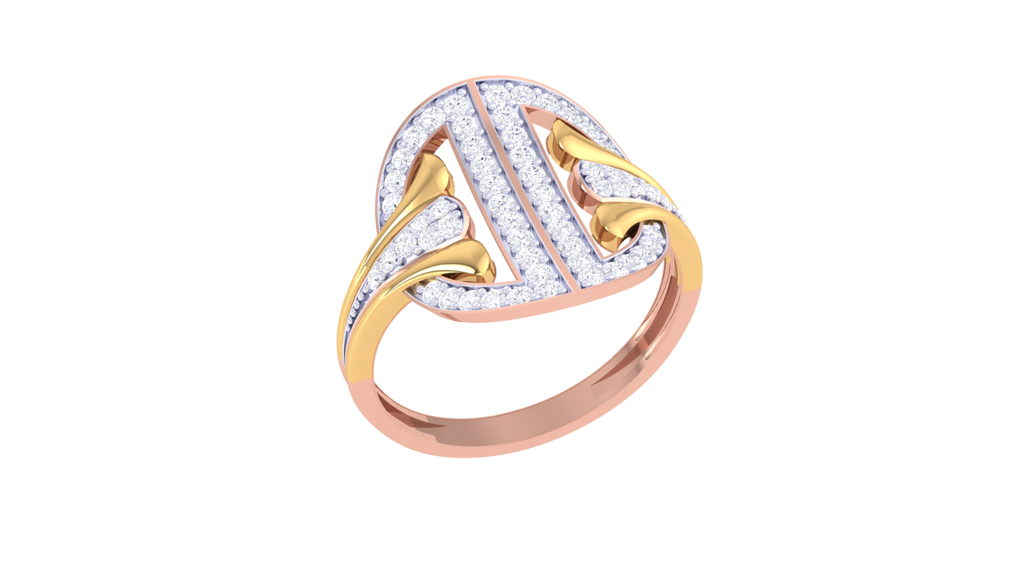 Lumiere Vertical Bloom Gold Ring - 0.41 Ct Diamond Accents