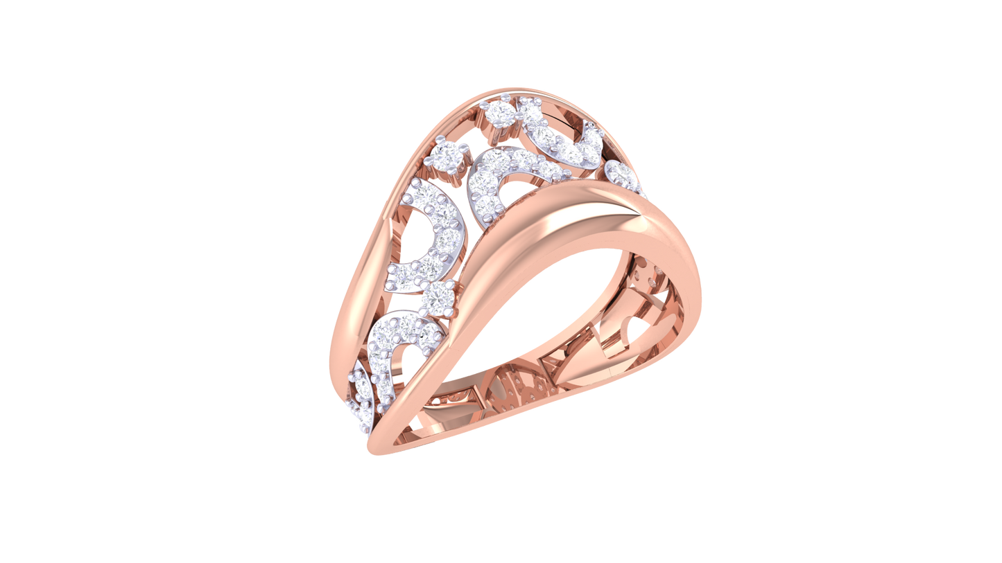 Lumiere Goldden Curved Shank Ring – 0.35 Ct Brilliante Cut Diamonds