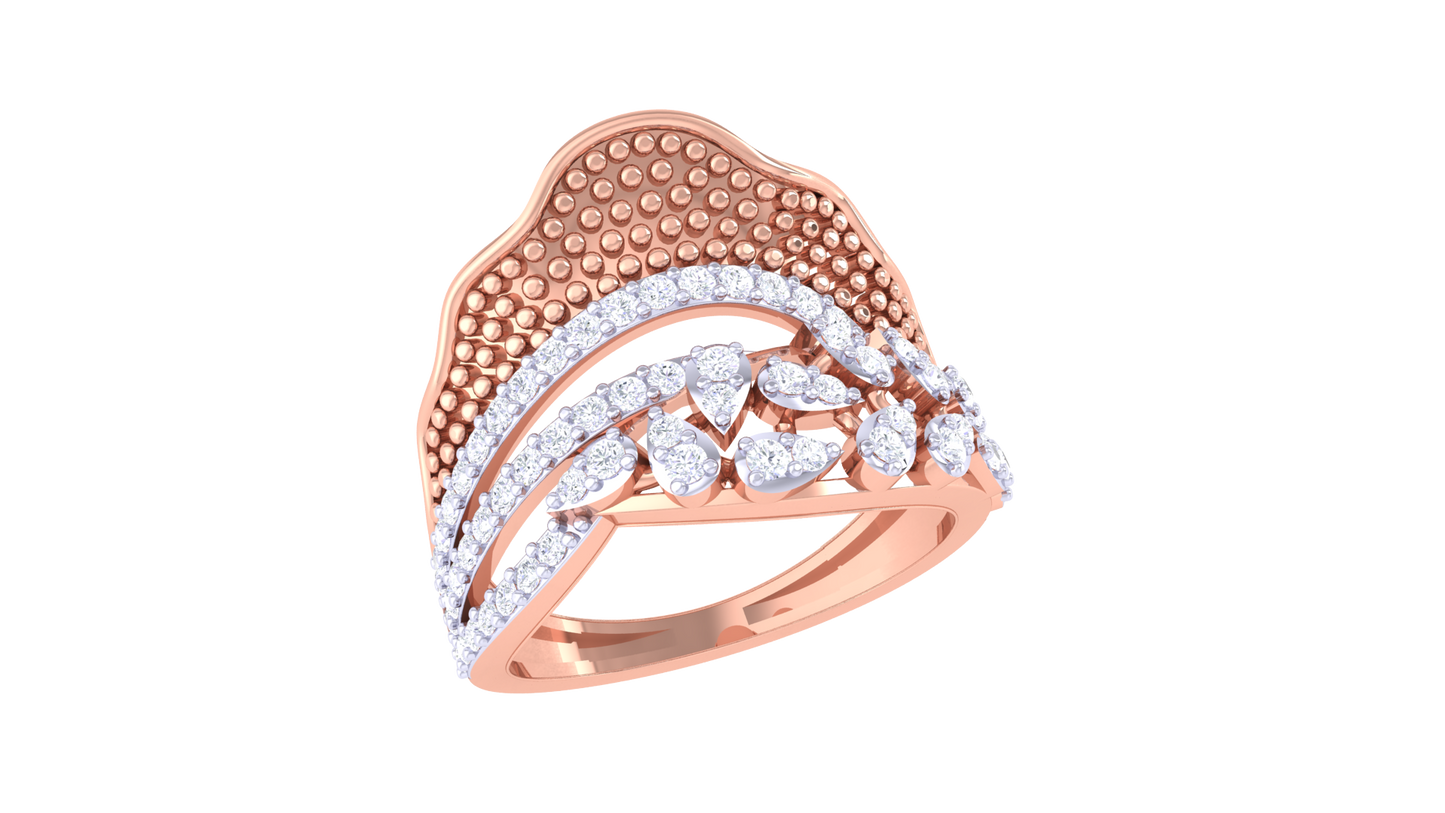 Lumiere Ornate Heritage Ring - 0.47 Ct Diamonds In Sculpted Gold