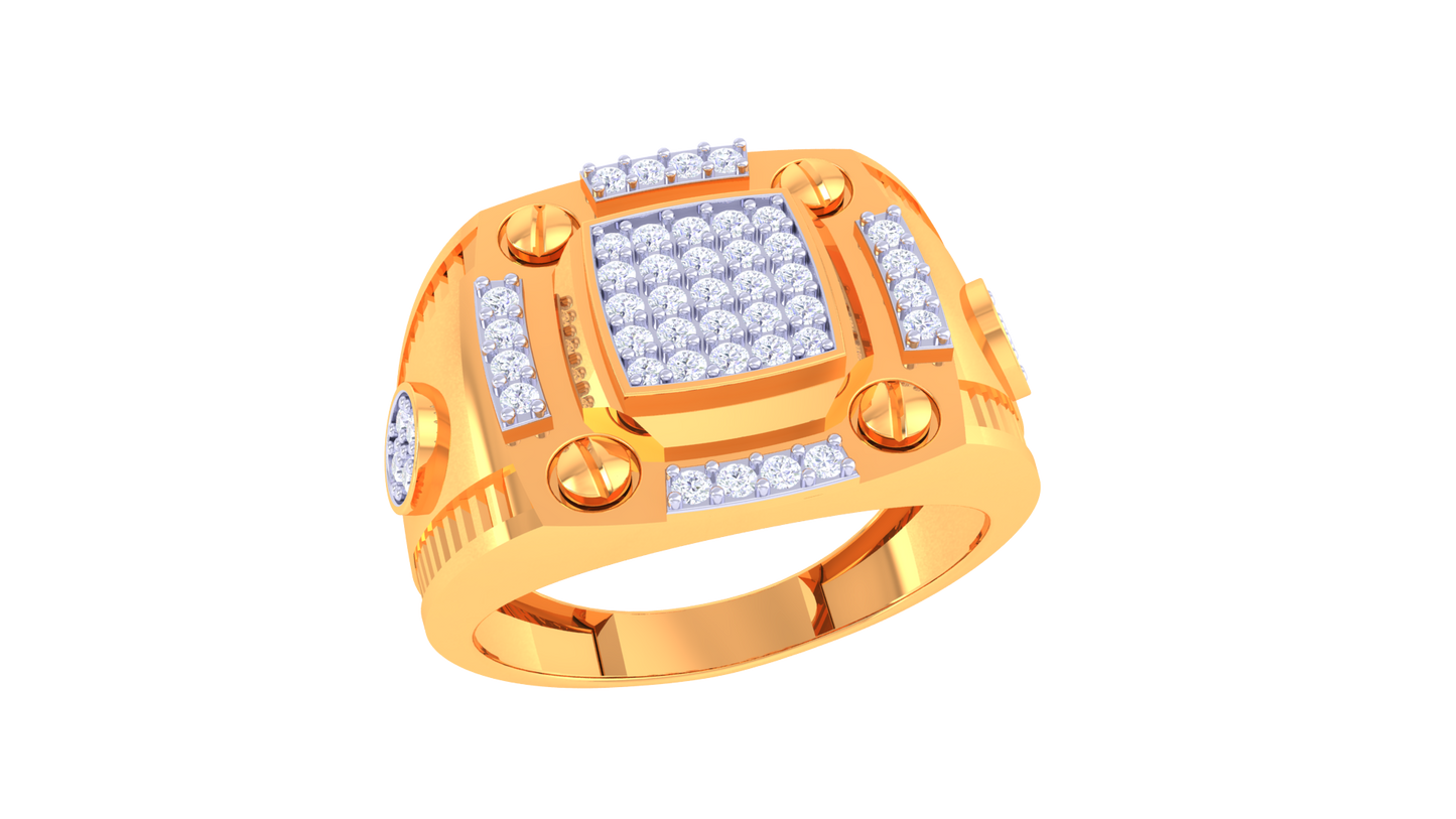 Trilune Monument Astral – 0.41 Ct Round Diamond Gold Ring