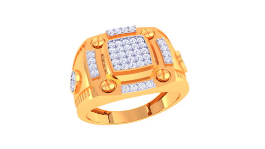 Trilune Monument Astral – 0.41 Ct Round Diamond Gold Ring