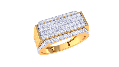 Éclat Rectangulaire Lumineux – 0.9 Ct Round Diamond Gold Ring