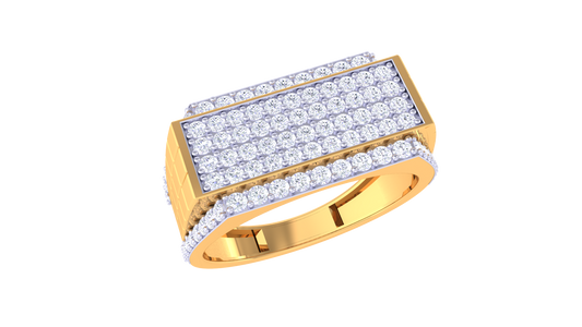 Éclat Rectangulaire Lumineux – 0.9 Ct Round Diamond Gold Ring