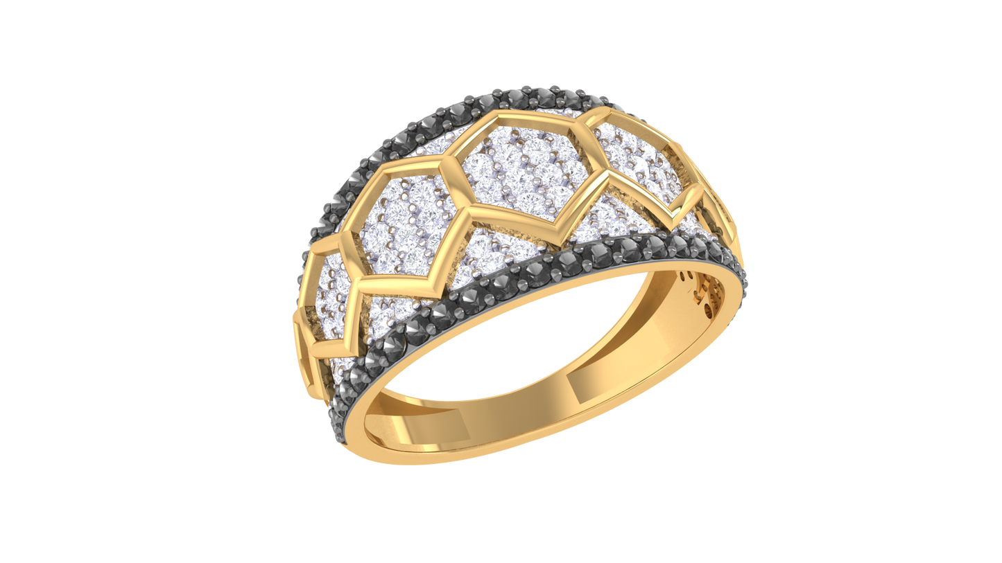 Lumiere Hexa Dome Rose Gold Ring - 1.08 ct Dazzling Diamond