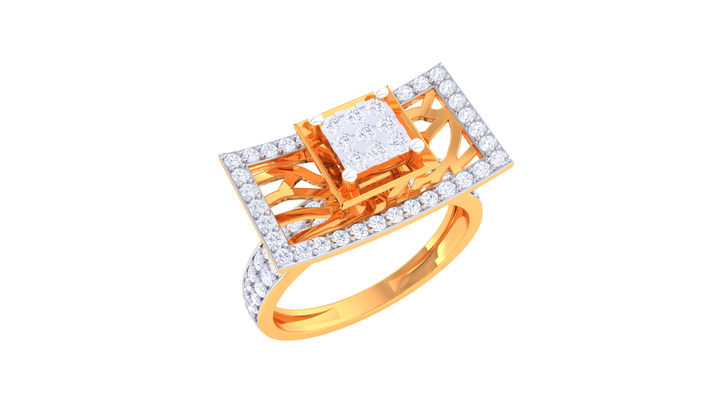 Éclat Rectangle Majesté Gold Ring – 0.63 Ct Round Diamonds