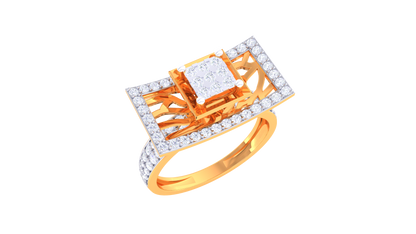 Éclat Rectangle Majesté Gold Ring – 0.63 Ct Round Diamonds
