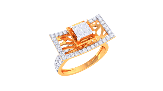 Éclat Rectangle Majesté Gold Ring – 0.63 Ct Round Diamonds