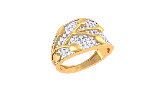 Lumiere Golden Leaf Branch Ring – 1.17 Ct Brilliante Cut Diamonds