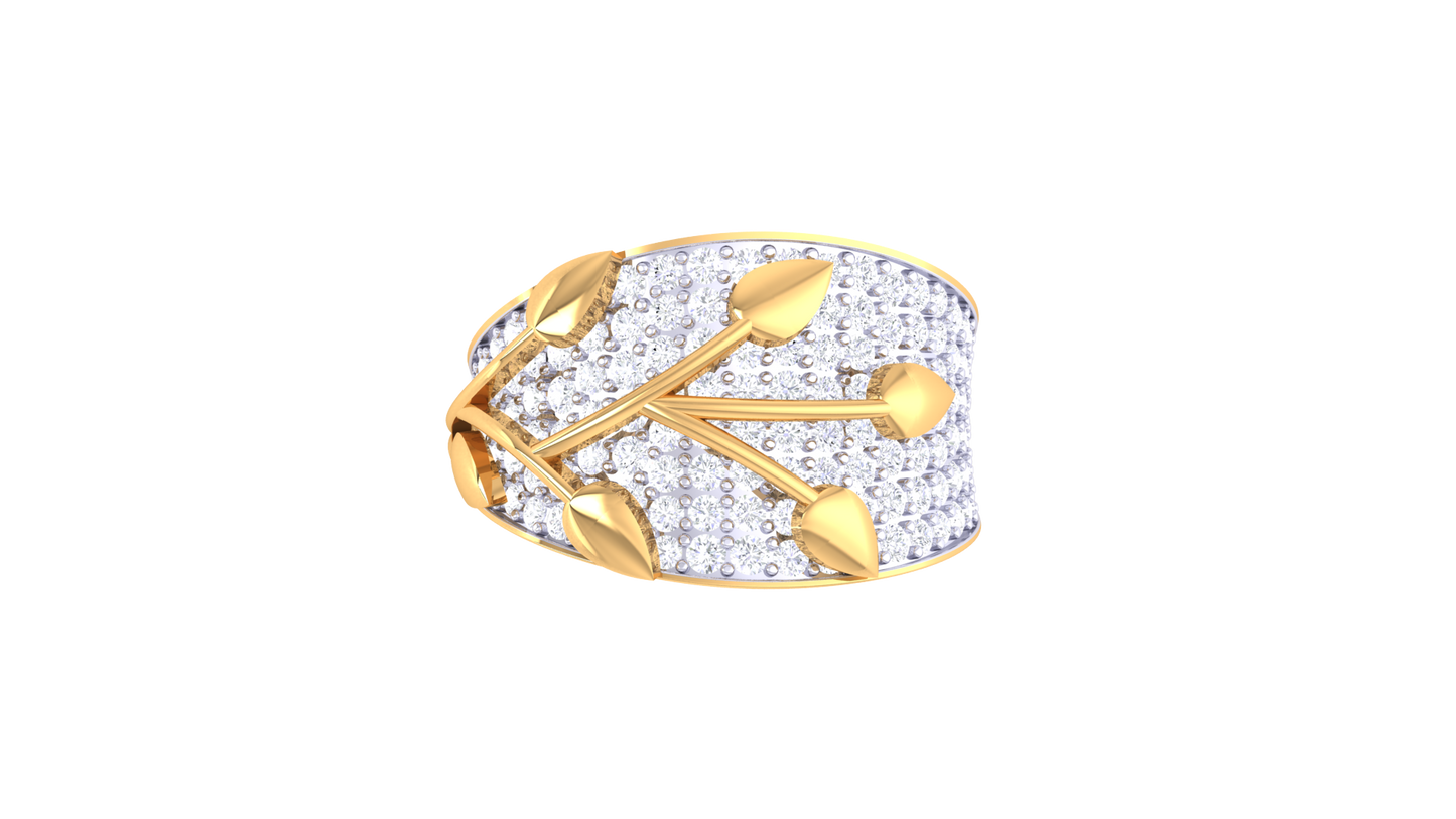 Lumiere Golden Leaf Branch Ring – 1.17 Ct Brilliante Cut Diamonds