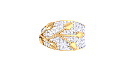 Lumiere Golden Leaf Branch Ring – 1.17 Ct Brilliante Cut Diamonds