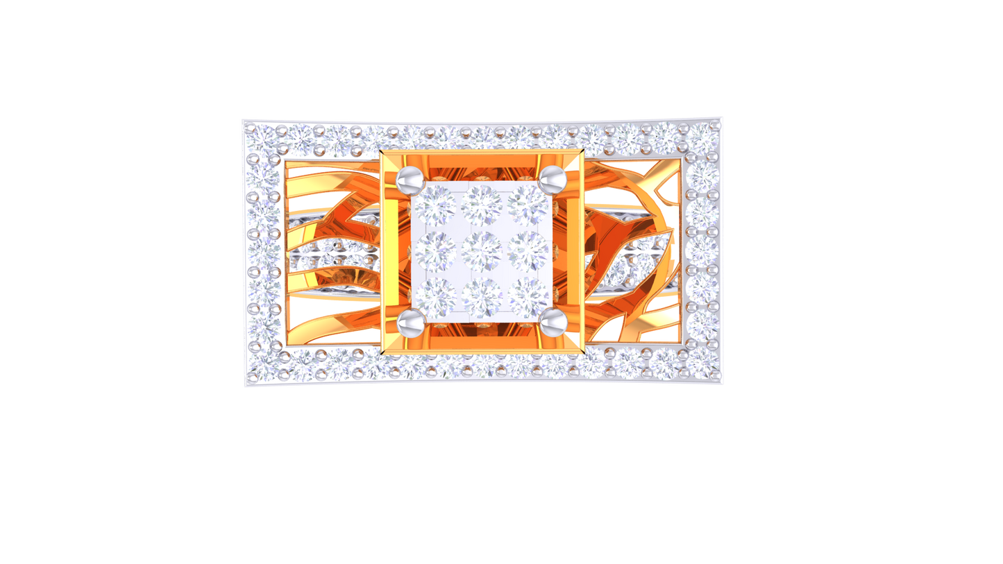 Éclat Rectangle Majesté Gold Ring – 0.63 Ct Round Diamonds