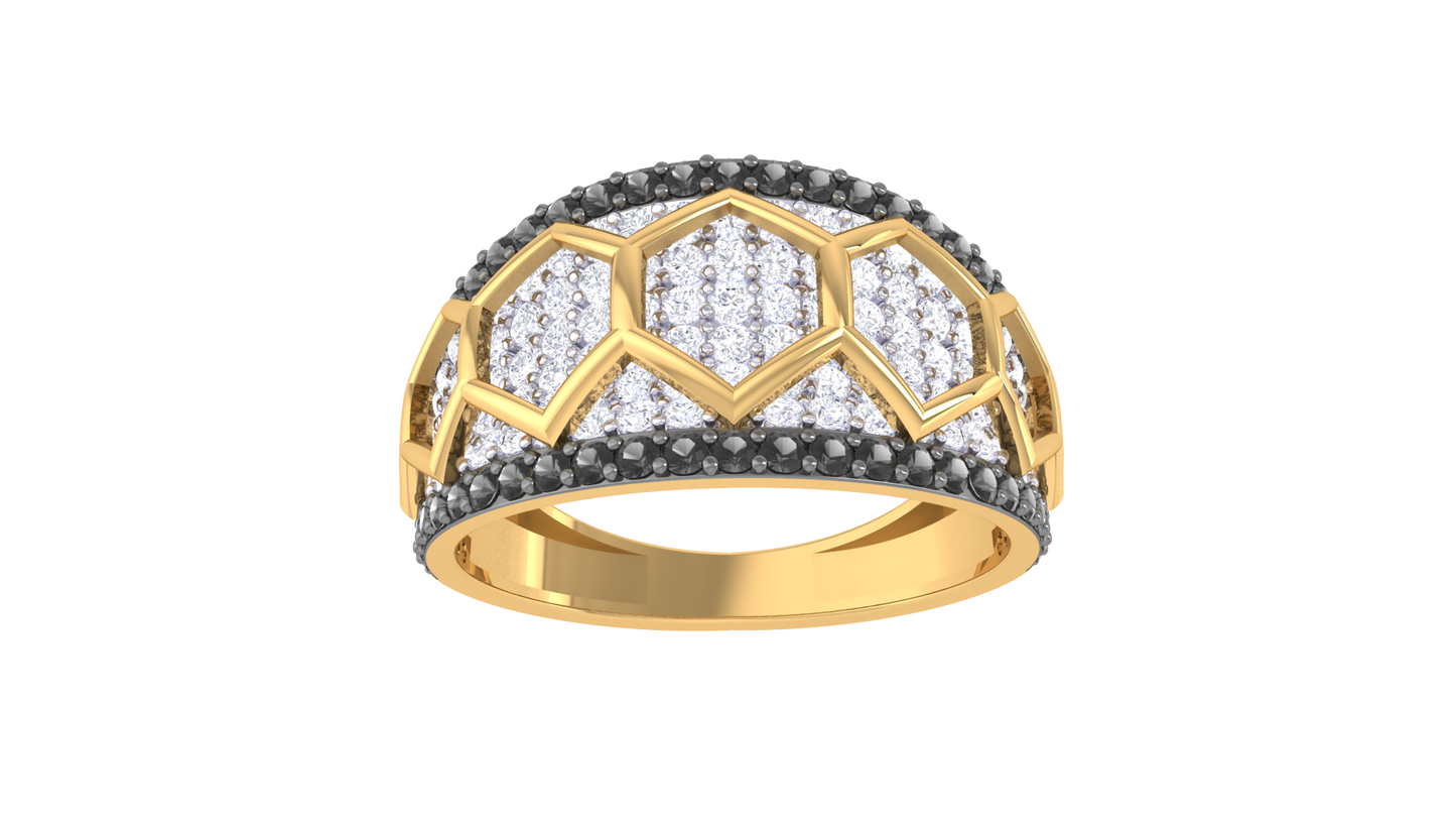 Lumiere Hexa Dome Rose Gold Ring - 1.08 ct Dazzling Diamond