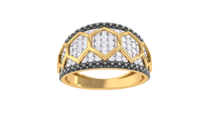 Lumiere Hexa Dome Rose Gold Ring - 1.08 ct Dazzling Diamond