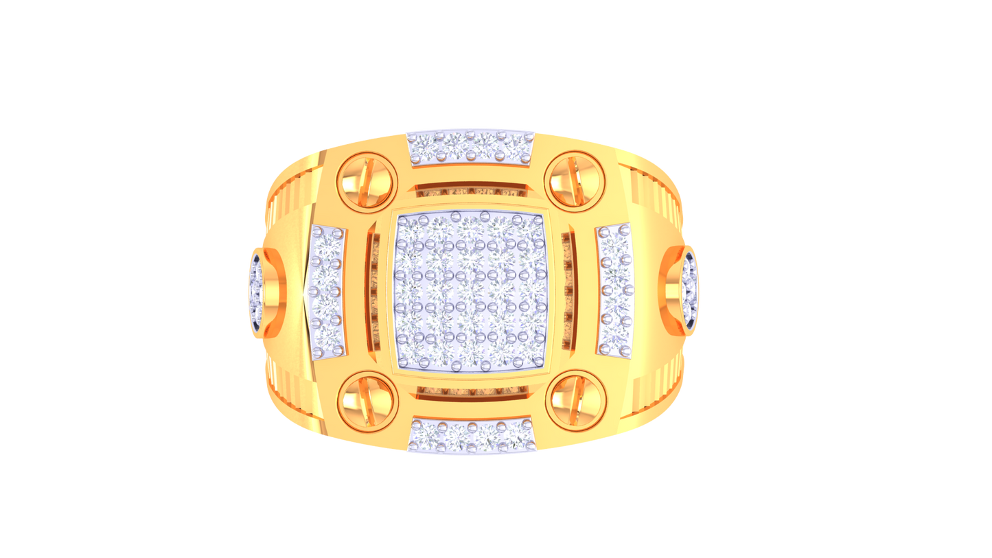 Trilune Monument Astral – 0.41 Ct Round Diamond Gold Ring