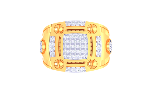 Trilune Monument Astral – 0.41 Ct Round Diamond Gold Ring