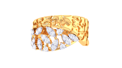 Eclat Floral Crest Ring In Yellow Gold - 0.27 Ct Diamonds