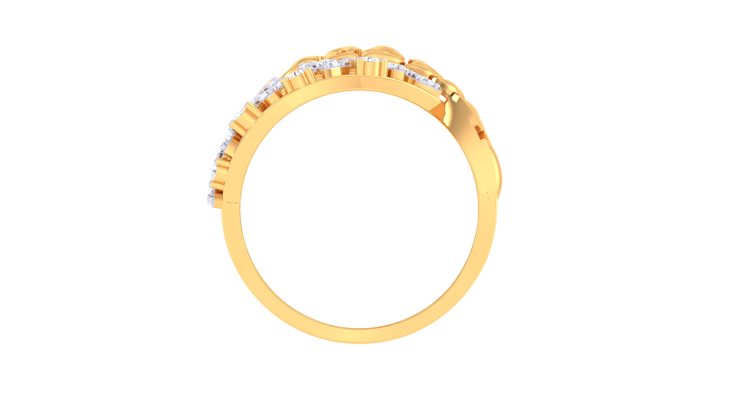 Eclat Floral Crest Ring In Yellow Gold - 0.27 Ct Diamonds