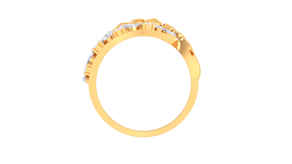 Eclat Floral Crest Ring In Yellow Gold - 0.27 Ct Diamonds