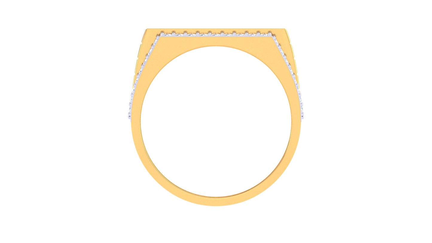 Éclat Rectangulaire Lumineux – 0.9 Ct Round Diamond Gold Ring