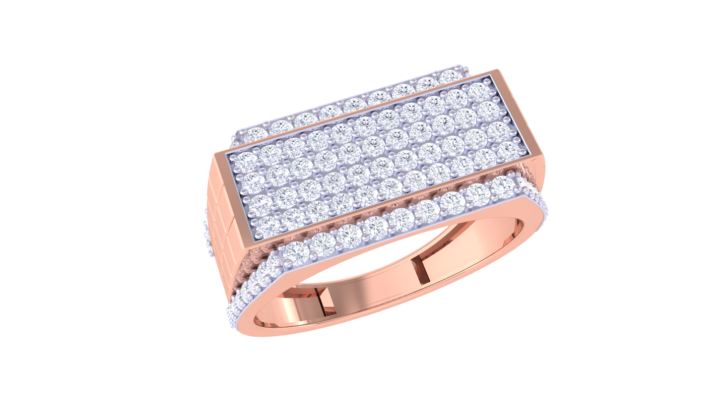 Éclat Rectangulaire Lumineux – 0.9 Ct Round Diamond Gold Ring