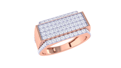 Éclat Rectangulaire Lumineux – 0.9 Ct Round Diamond Gold Ring