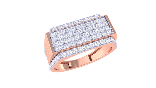 Éclat Rectangulaire Lumineux – 0.9 Ct Round Diamond Gold Ring