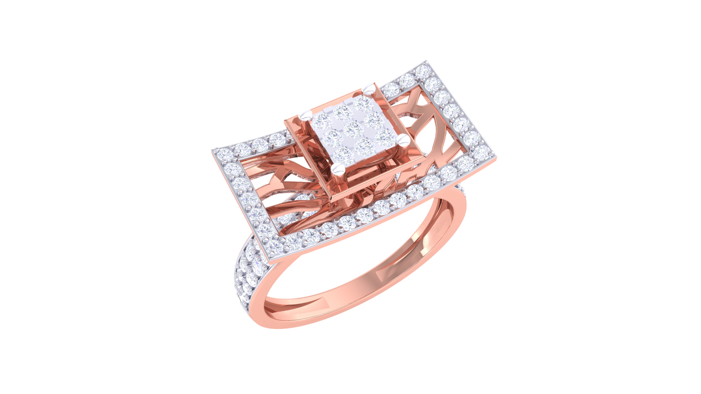 Éclat Rectangle Majesté Gold Ring – 0.63 Ct Round Diamonds