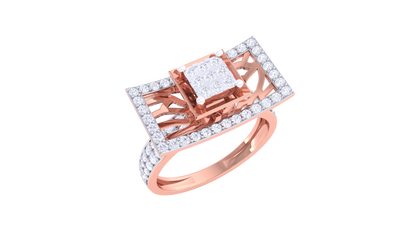 Éclat Rectangle Majesté Gold Ring – 0.63 Ct Round Diamonds