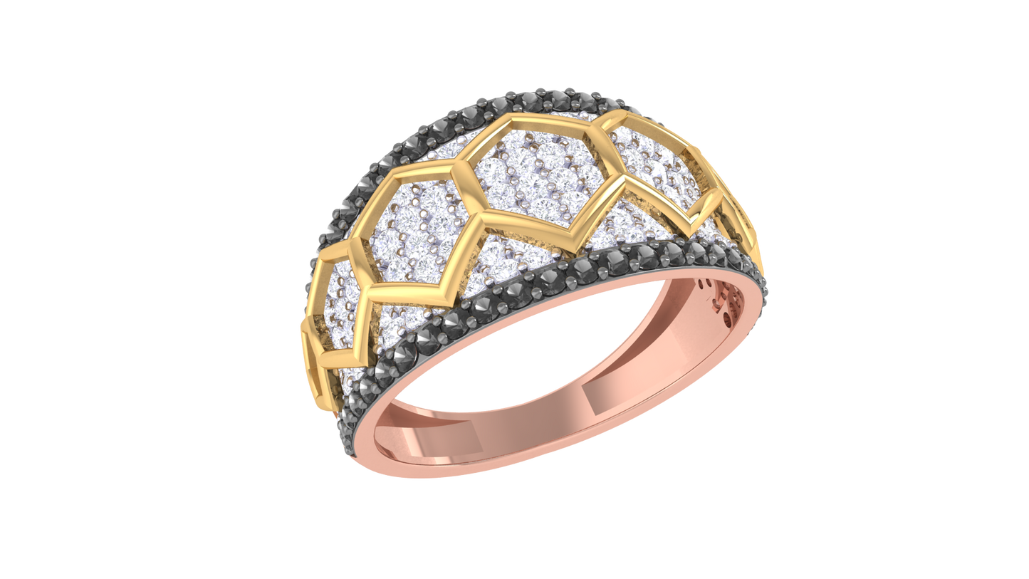 Lumiere Hexa Dome Rose Gold Ring - 1.08 ct Dazzling Diamond