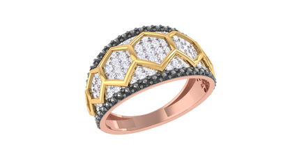 Lumiere Hexa Dome Rose Gold Ring - 1.08 ct Dazzling Diamond