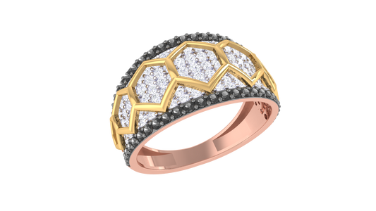 Lumiere Hexa Dome Rose Gold Ring - 1.08 ct Dazzling Diamond