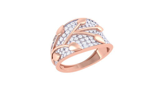 Lumiere Golden Leaf Branch Ring – 1.17 Ct Brilliante Cut Diamonds