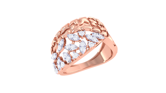 Eclat Floral Crest Ring In Yellow Gold - 0.27 Ct Diamonds