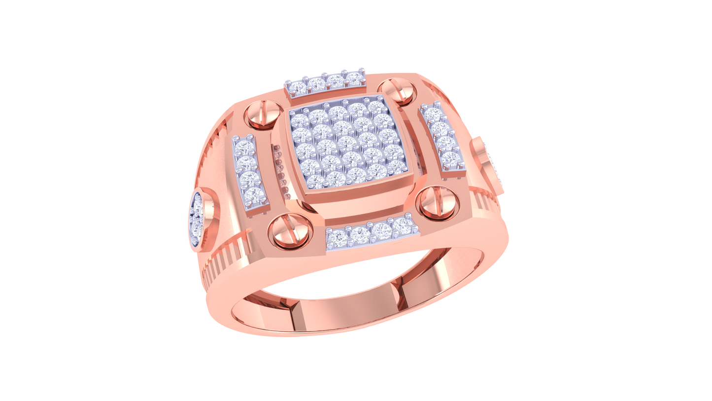 Trilune Monument Astral – 0.41 Ct Round Diamond Gold Ring