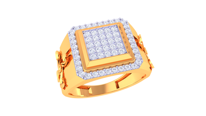 Trilune Carré Orbitale – 0.54 Ct Round Diamond Gold Ring