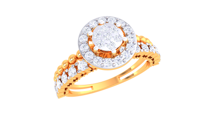 Lumière Circulaire Halo Gold Ring – 0.4 Ct Round Diamonds