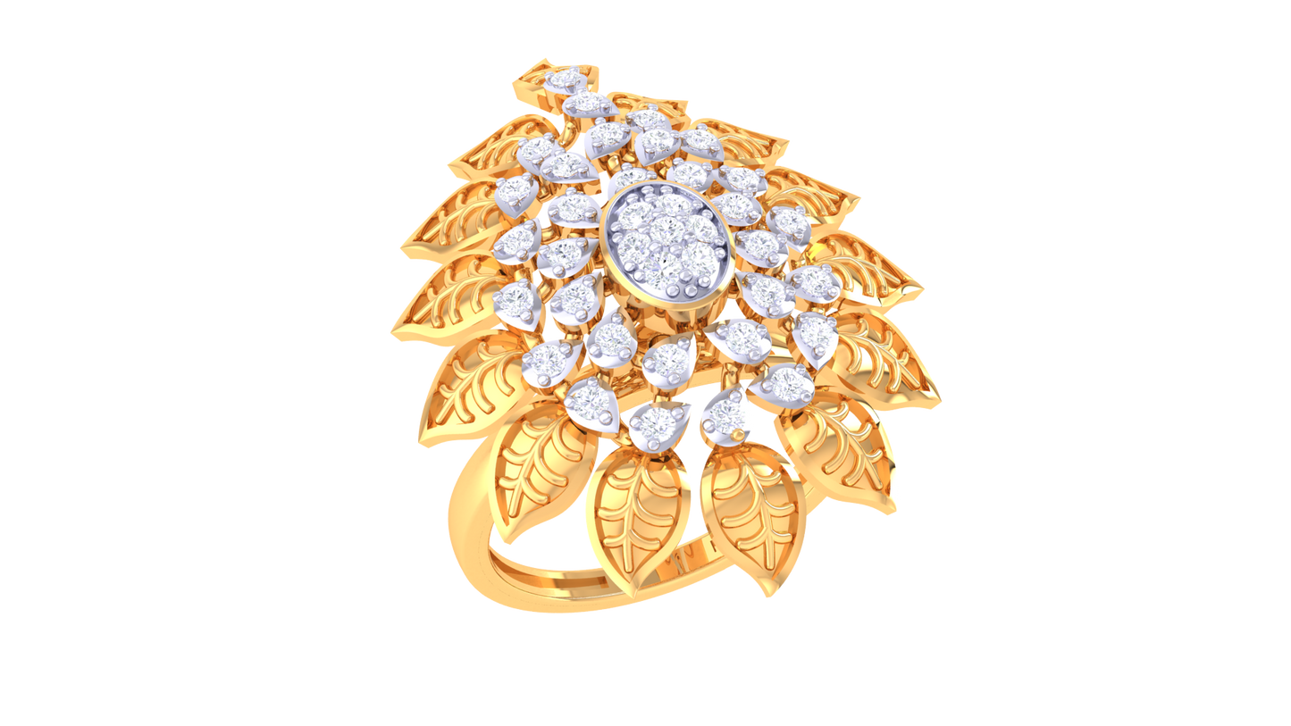 Iconique Ornate Bloom RingIn Rose Gold – 0.32 Ct Diamond Elegance