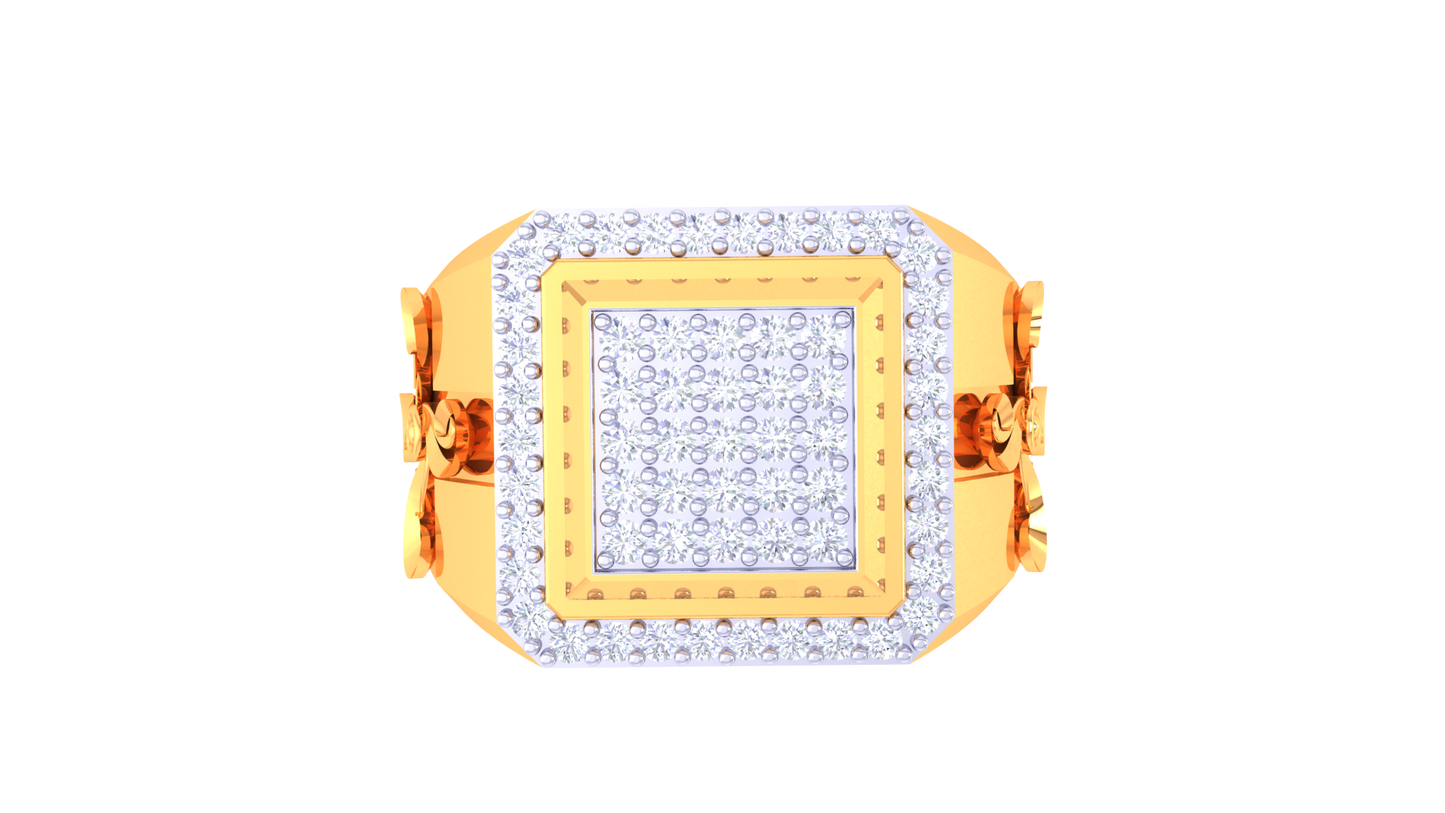 Trilune Carré Orbitale – 0.54 Ct Round Diamond Gold Ring