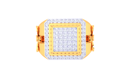 Trilune Carré Orbitale – 0.54 Ct Round Diamond Gold Ring