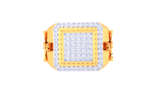 Trilune Carré Orbitale – 0.54 Ct Round Diamond Gold Ring