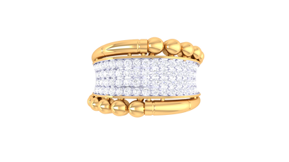 Lumiere Rose Gold Beaded Band Ring With 0.68 Ct Round Diamonds – Textured Luxury and Radiant Rows