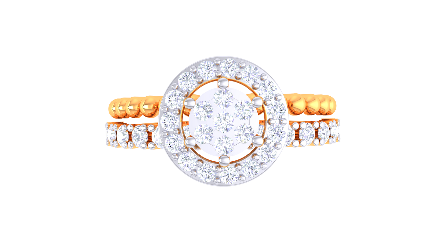 Lumière Circulaire Halo Gold Ring – 0.4 Ct Round Diamonds