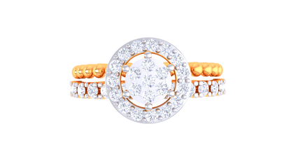Lumière Circulaire Halo Gold Ring – 0.4 Ct Round Diamonds