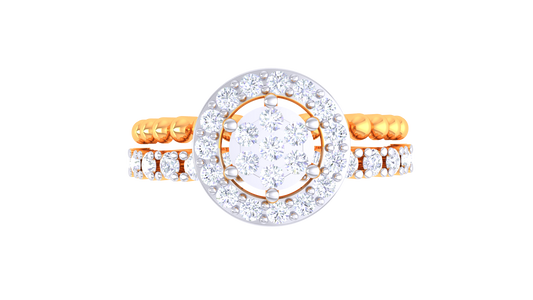 Lumière Circulaire Halo Gold Ring – 0.4 Ct Round Diamonds