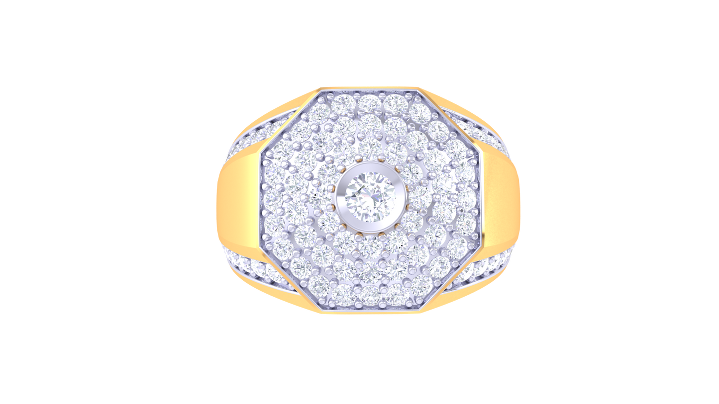 Éclat Croissant Céleste – 1.17 Ct Round Diamond Gold Ring
