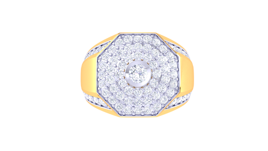 Éclat Croissant Céleste – 1.17 Ct Round Diamond Gold Ring
