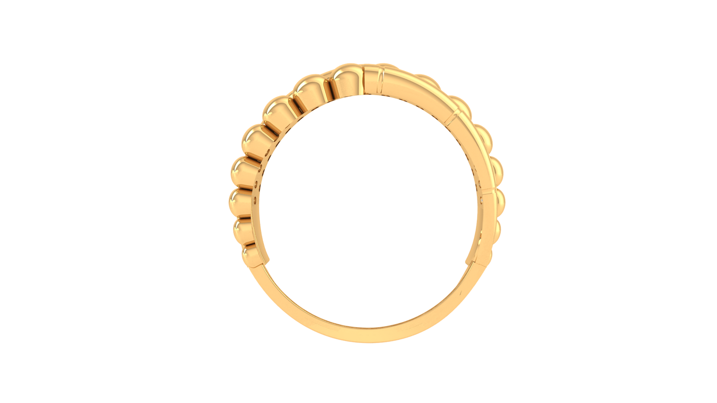 Lumiere Rose Gold Beaded Band Ring With 0.68 Ct Round Diamonds – Textured Luxury and Radiant Rows