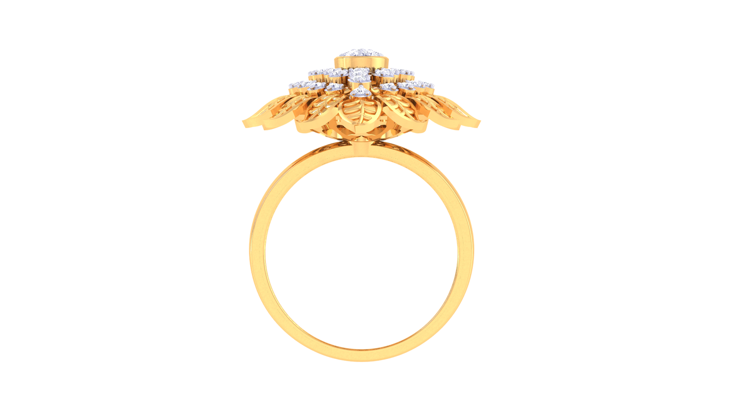 Iconique Ornate Bloom RingIn Rose Gold – 0.32 Ct Diamond Elegance