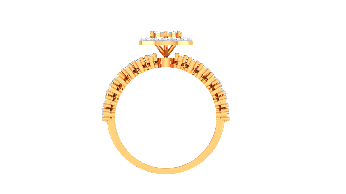 Lumière Circulaire Halo Gold Ring – 0.4 Ct Round Diamonds
