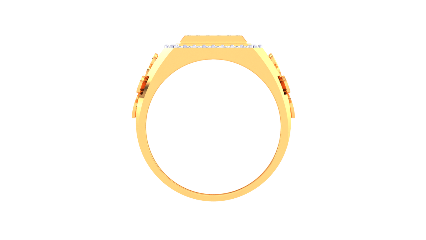 Trilune Carré Orbitale – 0.54 Ct Round Diamond Gold Ring